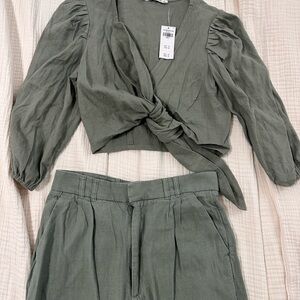 Abercrombie & Fitch Sage Green Linen set